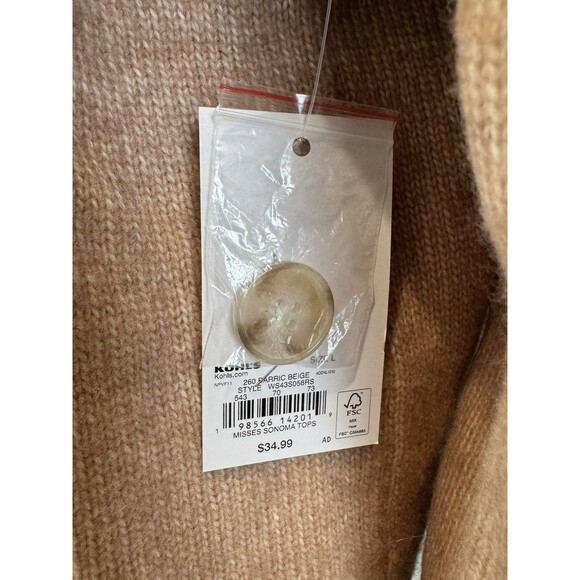 Sonoma Goods For Life Sweater Cardigan Size Large Brown Beige Women’s Button NWT - Picture 7 of 12
